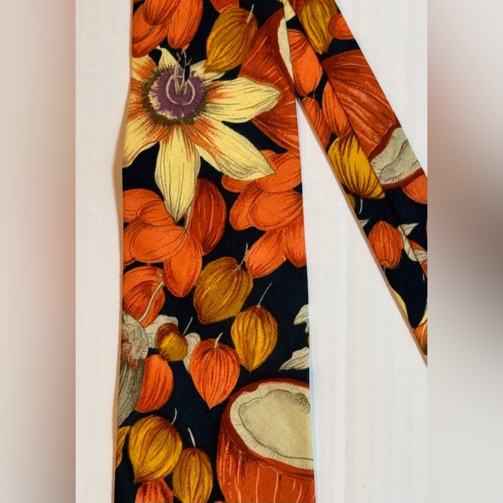 Tango by Max Raab Tropical Floral Coconut Cotton Tie USA Made